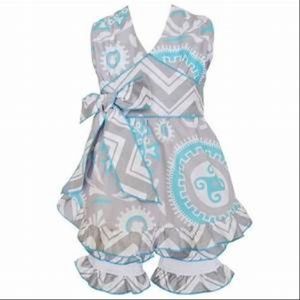 AnnLoren Boutique Blue & Gray Medallion Halter & S